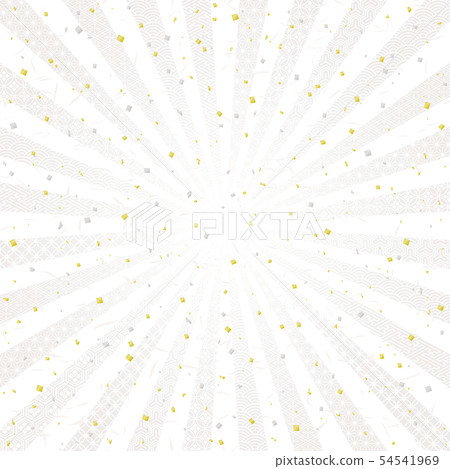 Pure white radial gold and silver studded Japanese style background 54541969