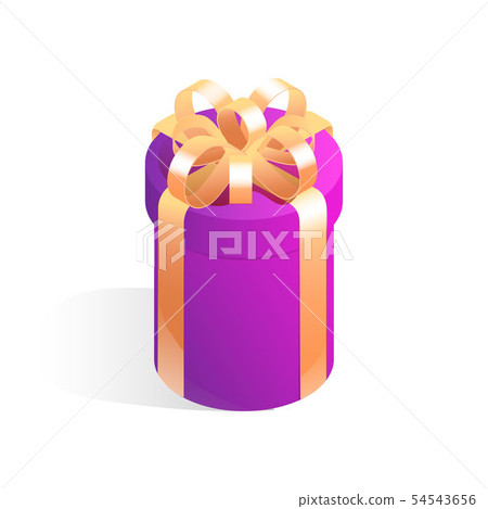 Round gift box. Isometric vector icon isolated... - Stock Illustration ...