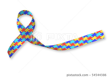 World Autism awareness day WAAD with puzzle ribbon 54544386