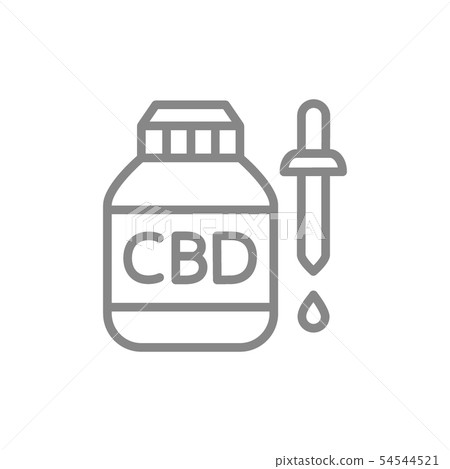 CBD oil, medical cannabis extract, hemp oil in bottle line icon. 54544521