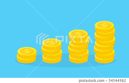 Stack of golden coins. Financial growth concept. Saving, donation, investing paying illustration. 54544562