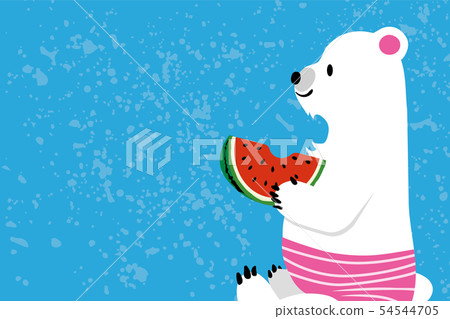 Illustration for summer greeting _ illustration of a white bear (white bear) (watermelon) _ vector data Illustration for summer greeting _ illustration of a white bear (white bear) (watermelon) _ vector data 54544705