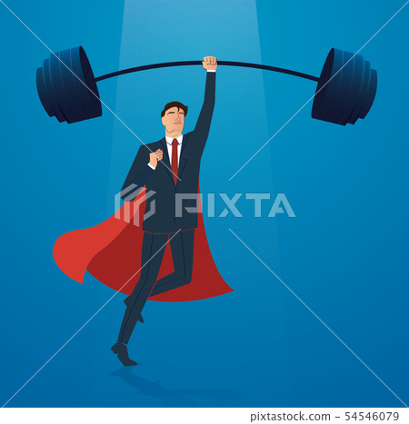 successful businessman weight lifting  54546079