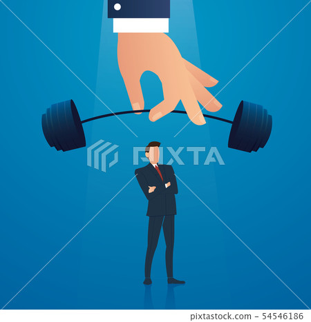 successful businessman standing with big hand successful businessman standing with big hand 54546186