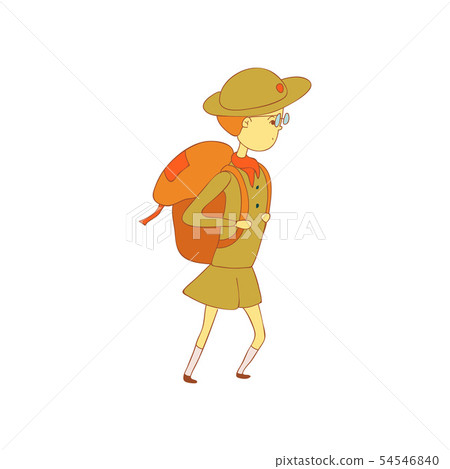 Scout comes with a backpack. Vector illustration on white background. 54546840