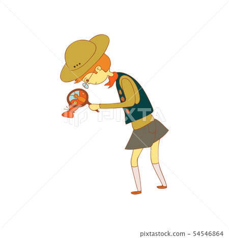 Boy Scout with Lupp. Vector illustration on white background. Boy Scout with Lupp. Vector illustration on white background. 54546864