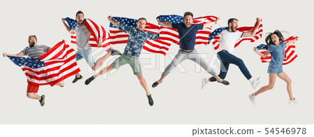 Young people with the flag of United States of America Young people with the flag of United States of America 54546978
