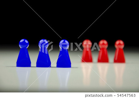 Close-up view of two rows of colorful figures with Close-up view of two rows of colorful figures with 54547563