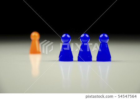 Close-up view of a row of blue figures with one 54547564