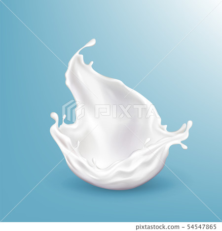 3d realistic milk splashing, blue background 54547865