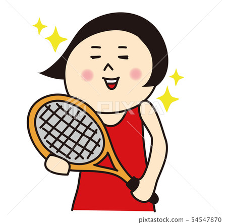 有網球拍的一名婦女 54547870