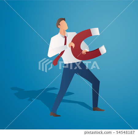 Businessman with a large magnet 54548187