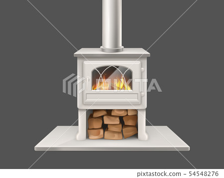 House fireplace with burning firewood vector House fireplace with burning firewood vector 54548276