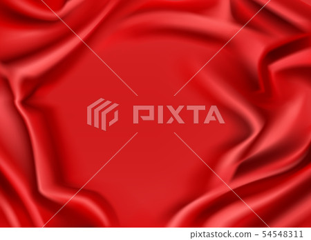 Red silk draped fabric background, textile frame 54548311