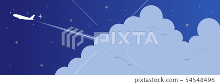滿天星斗的天空和接近雲和飛機（閃閃發光） 54548498