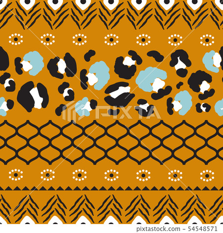 Eclectic seamless pattern texture with leopard stains and grid shapes mix. Eclectic seamless pattern texture with leopard stains and grid shapes mix. 54548571