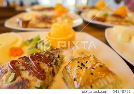 delicious breakfast at morning 54548731