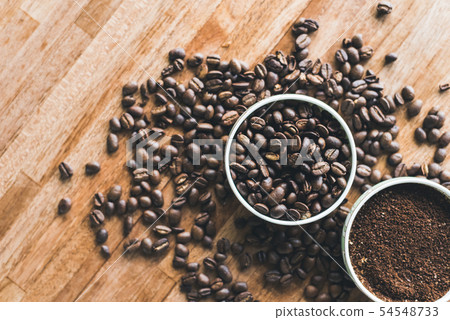 coffee grounds and beans 54548733