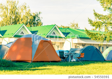 Tents Camping area in beautiful natural place 54550391