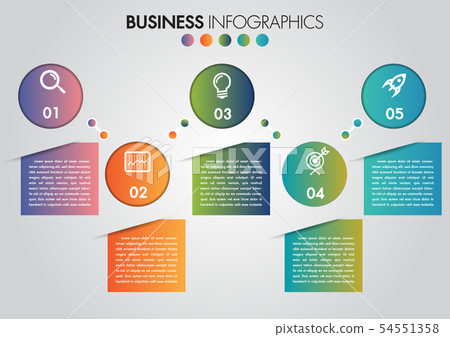 Business infographics circle 5 steps timeline 54551358