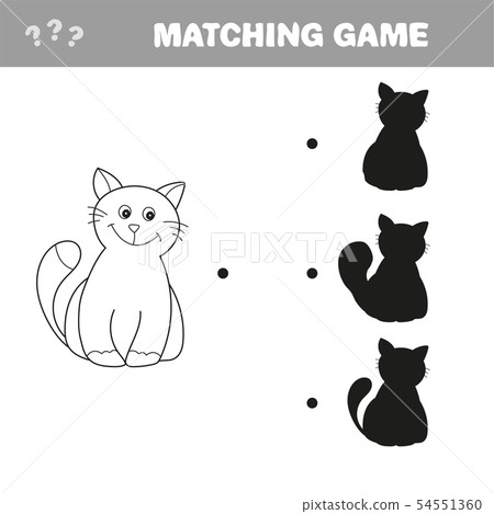 Find the right shadow image. Educational games for kids. Cartoon cat 54551360