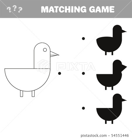 Vector illustration of educational shadow matching game with cartoon bird Vector illustration of educational shadow matching game with cartoon bird 54551446
