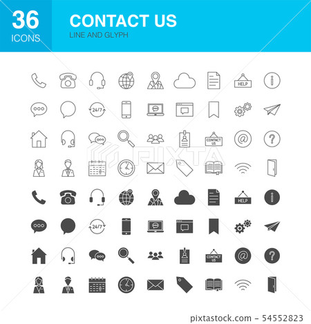 Contact Us Line Web Glyph Icons - Stock Illustration [54552823] - PIXTA