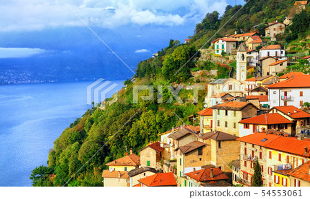A small town on the Lake Como in northern Italy 54553061