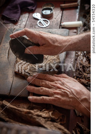 Cigar rolling or making by torcedor in cuba Cigar rolling or making by torcedor in cuba 54554310