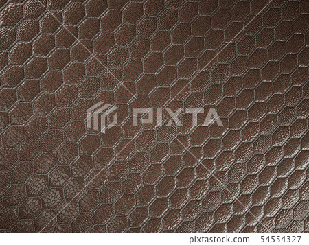 Alligator or snake brown Leather hexagon stitched Alligator or snake brown Leather hexagon stitched 54554327