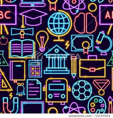 Education Neon Seamless Pattern Education Neon Seamless Pattern 54554464