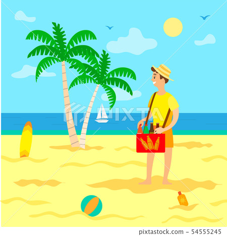 Tourism Summer Vacation Beach and Seller with Soda Tourism Summer Vacation Beach and Seller with Soda 54555245