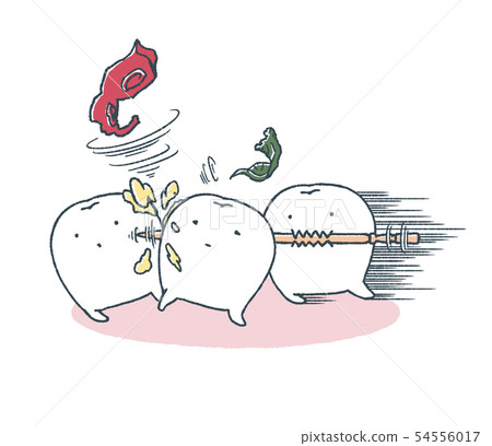 A loose tooth charges with a toothpick 54556017