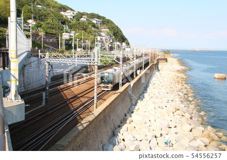 JR train that runs along the coast 54556257