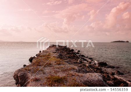 Rock cape pink tone Sunset or sunrise sky in Samui Rock cape pink tone Sunset or sunrise sky in Samui 54556359