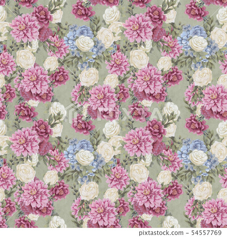 Watercolor floral seamless pattern. Hand painted flowers, greeting card template or wrapping paper Watercolor floral seamless pattern. Hand painted flowers, greeting card template or wrapping paper 54557769