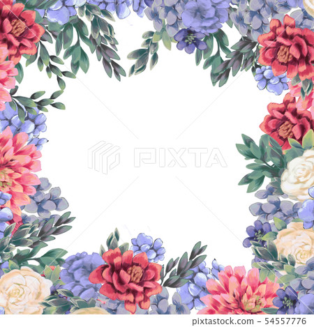 Floral frame for design save the date cards, invitations, posters and birthday decoration Floral frame for design save the date cards, invitations, posters and birthday decoration 54557776
