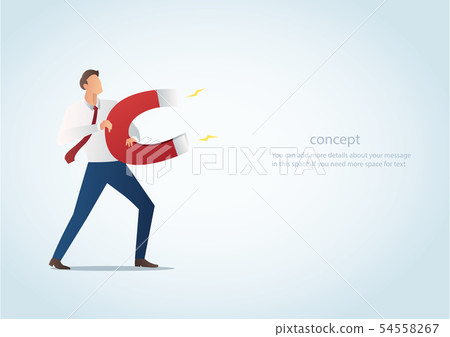 businessman attracting with magnet  54558267