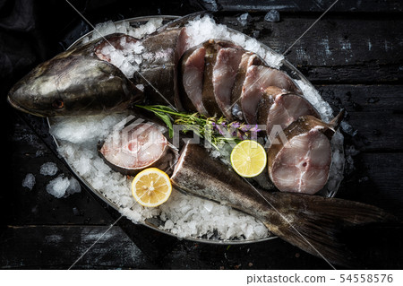 Sea delicacies. Fresh seafood. Coby fish 54558576