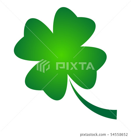 Shamrock - green gradient four leaf clover icon. Good luck theme design element. Simple geometrical 54558652