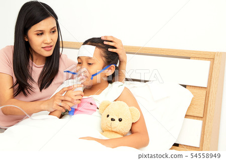 Young asian mother child sick care 54558949