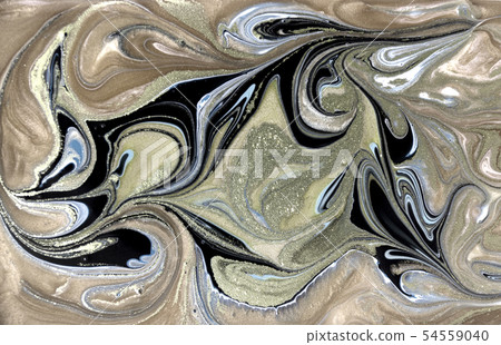 Beige marbling pattern. Golden powder marble liquid texture. 54559040