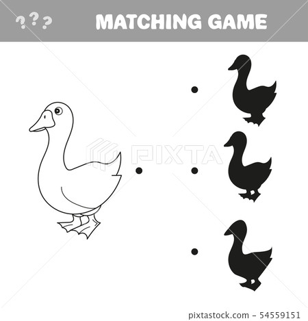 Goose birds shadow matching game vector illustration 54559151