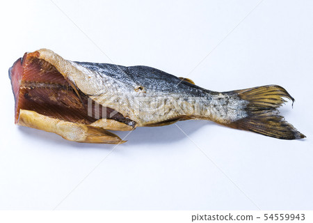close up. Cold Smoked pink salmon on white background close up. Cold Smoked pink salmon on white background 54559943