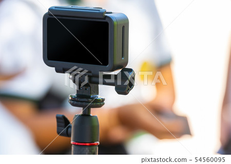 Action camera recording on travel trip. 54560095