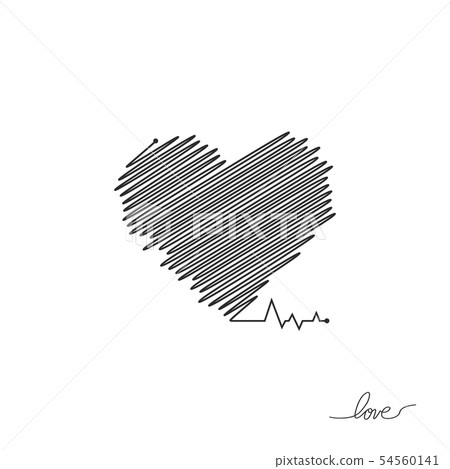 Heart pulse. Black and white colors. Heartbeat lone, cardiogram. Beautiful healthcare, medical Heart pulse. Black and white colors. Heartbeat lone, cardiogram. Beautiful healthcare, medical 54560141