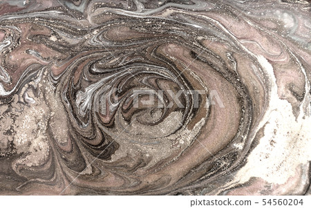 Beige marbling pattern. Golden powder marble liquid texture. 54560204