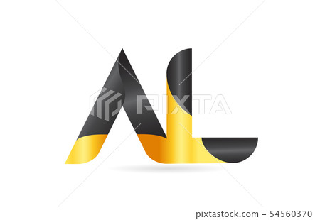 joined or connected AL A L yellow black alphabet joined or connected AL A L yellow black alphabet 54560370