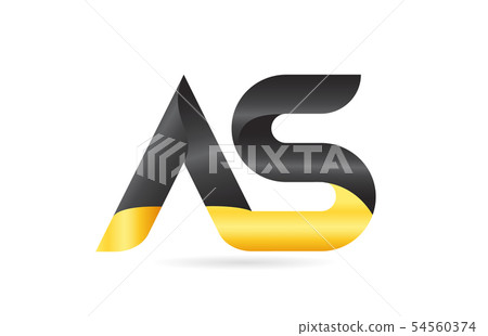 joined or connected AS A S yellow black alphabet 54560374