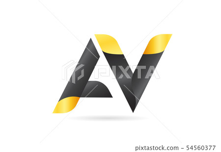 joined or connected AV A V yellow black alphabet 54560377